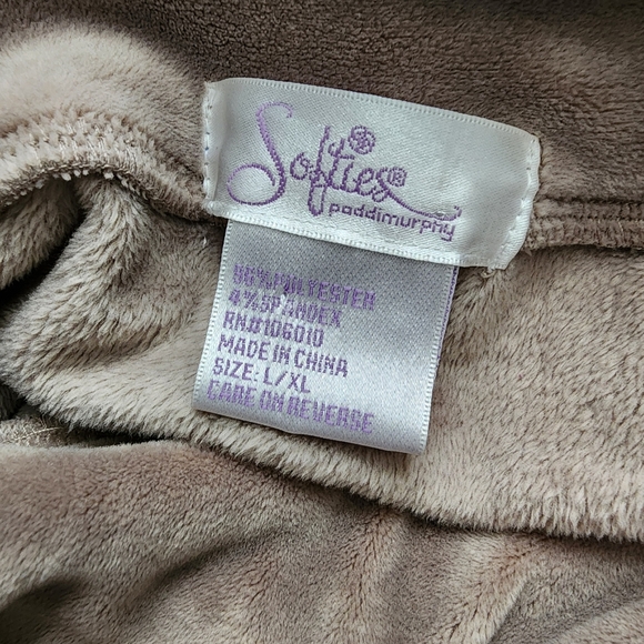 Softies Cozy Soft Velour Taupe Women's Cowl Neck Pullover Sweater L/XL Lounge - Picture 11 of 11
